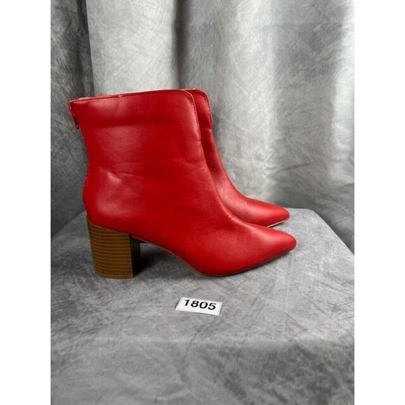 Journee Collection Womens Kayden Red Booties Shoes 8 Medium (B,M) BHFO 1341 - Picture 3 of 7